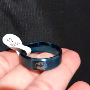 Men's Blue Sterling Silver Batman Ring